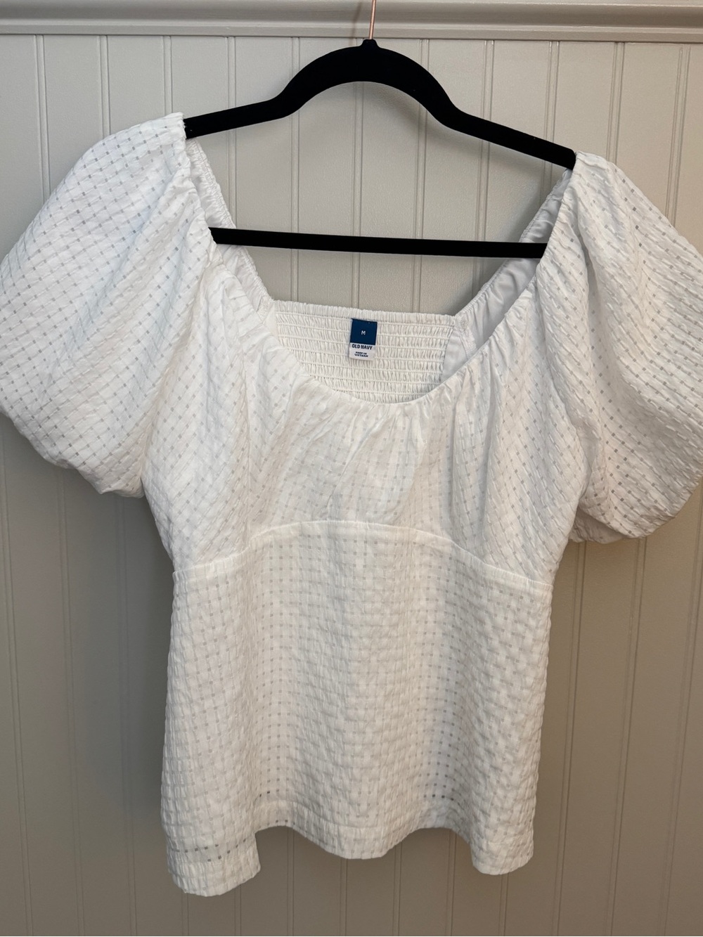 Old Navy White Puff-Sleeve Eyelet Blouse